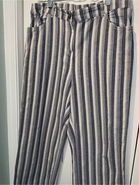 Chico's Navy and White Striped Chinos